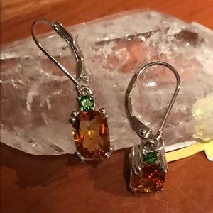 Citrine & Russian Diopside faceted Earrings